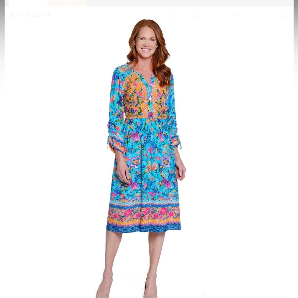 JOHN MARK PRINT EMBROIDERED DRESS (Sz L)